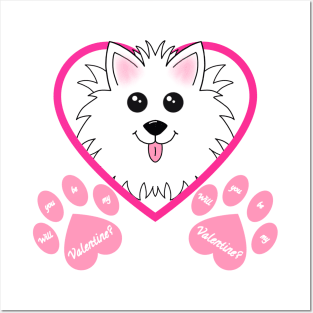 Will you be my Valentine? with Dog and Paws Posters and Art